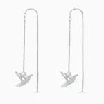 Cercei argint pasare geometrica origami bird