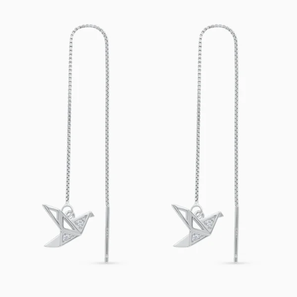 Cercei argint pasare geometrica origami bird