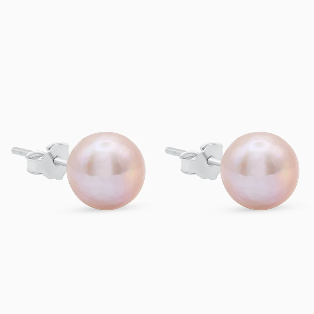 Cercei argint perla mov Pearl Glow vedere laterala