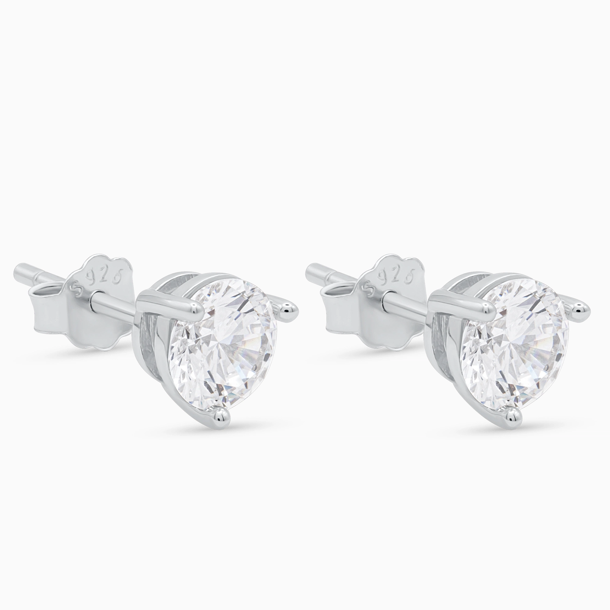 Cercei argint piatra cubic zirconia Solitaire Timeless vedere laterala Cercei argint piatra cubic zirconia Solitaire Timeless vedere laterala