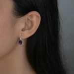 Cercei argint piatra cubic zirconia mov lavander spark