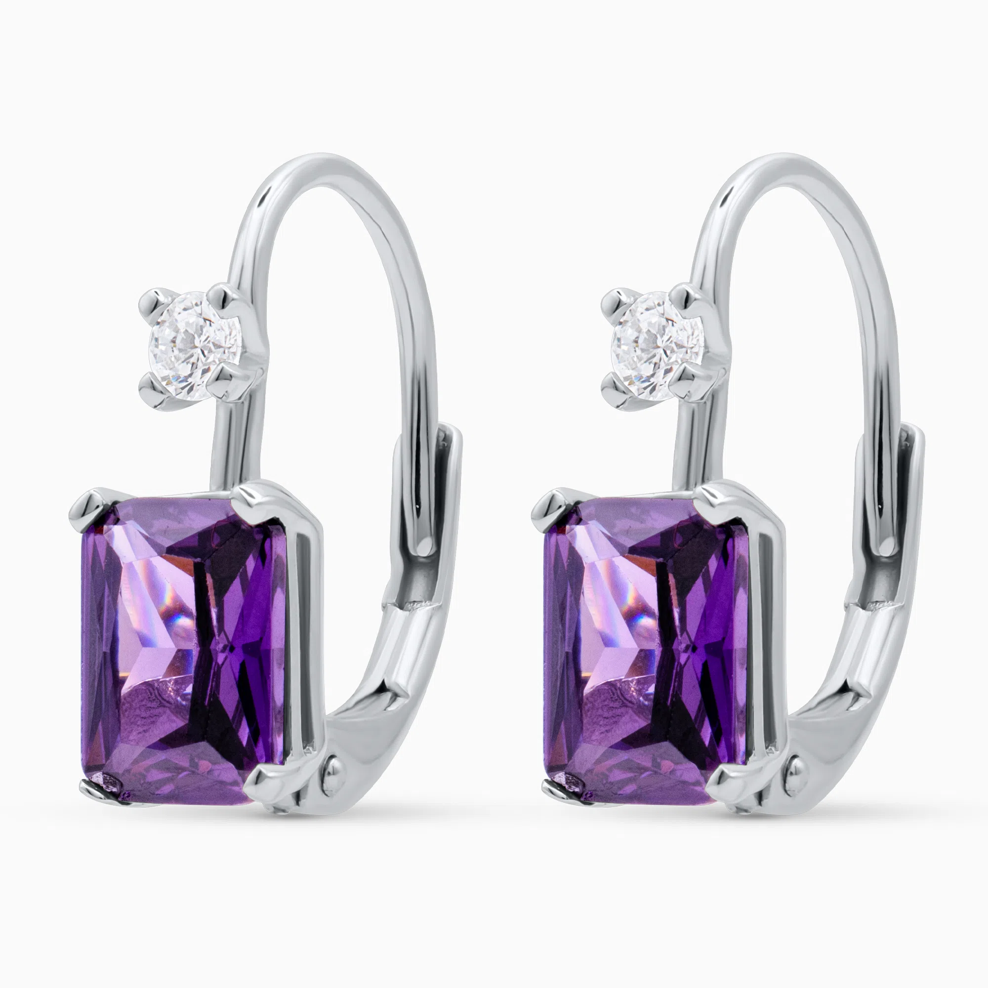 Cercei argint piatra cubic zirconia mov lavander spark Cercei argint piatra cubic zirconia mov lavander spark