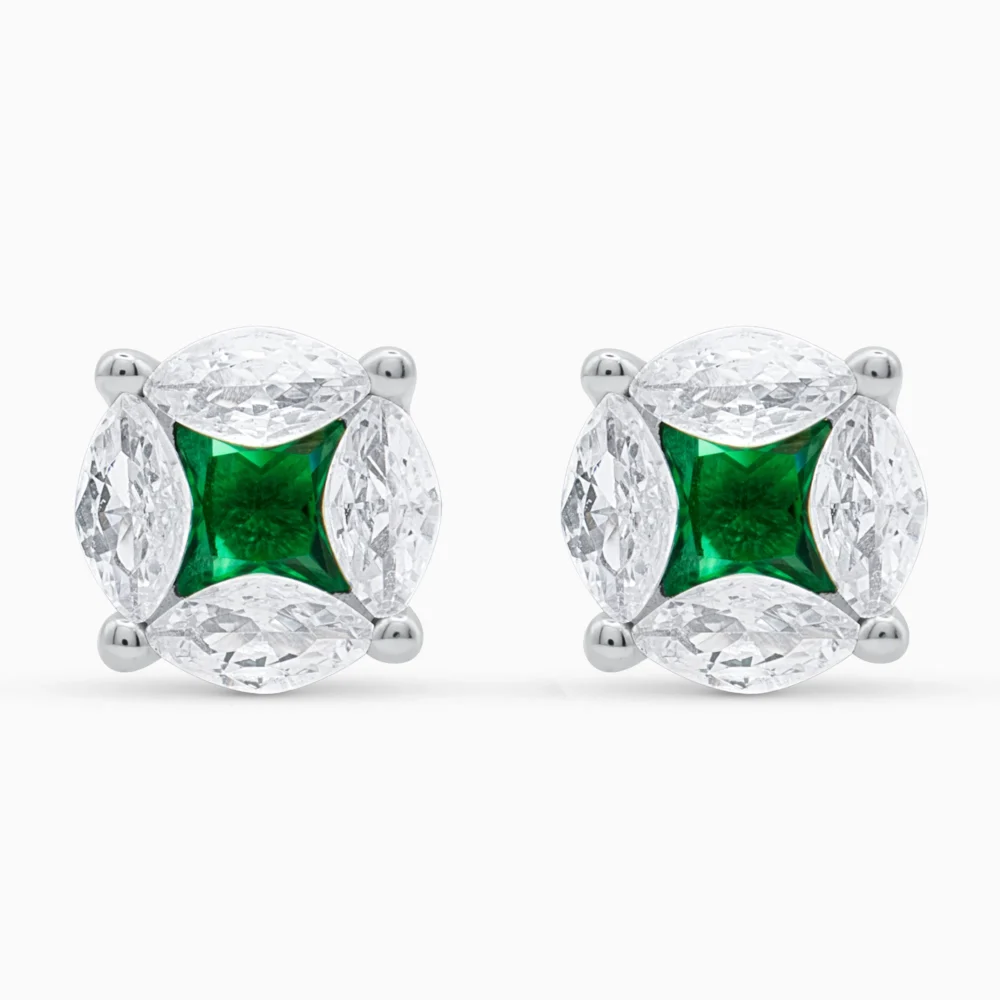 Cercei din argint cu piatră cubic zirconia verde – Deep Green