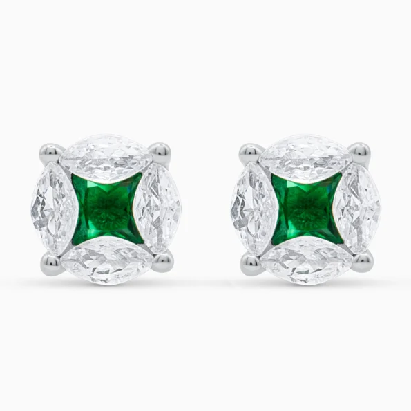 Cercei argint piatra zirconia verde deep green