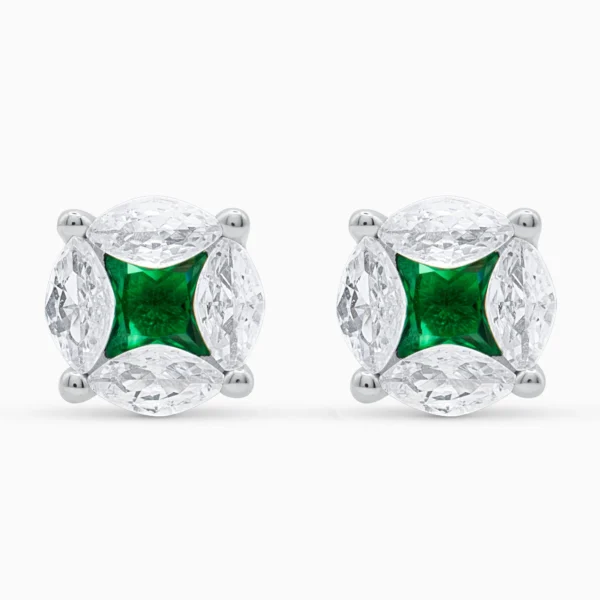 Cercei argint piatra zirconia verde deep green