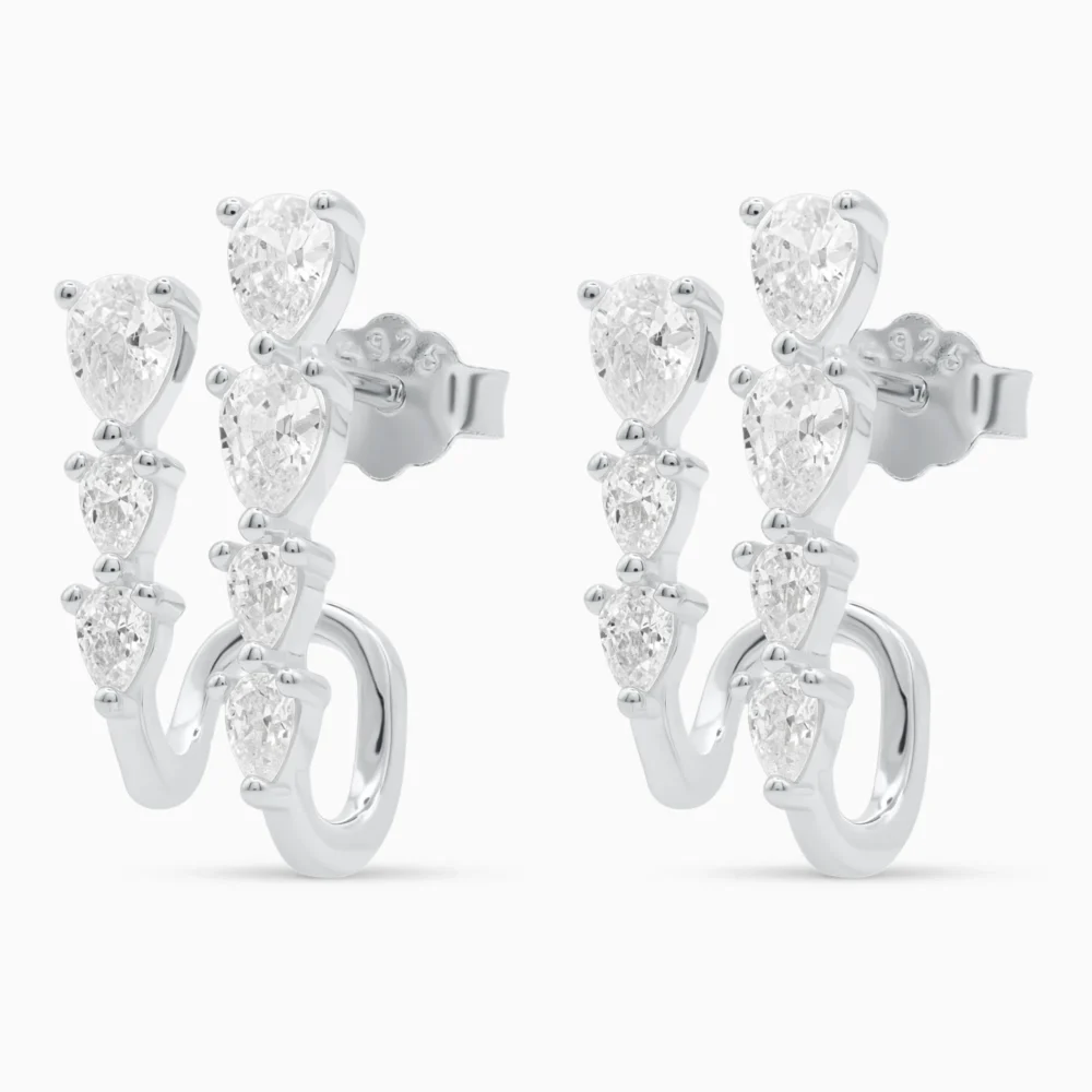 Cercei argint pietre cubic zirconia Double Eternity