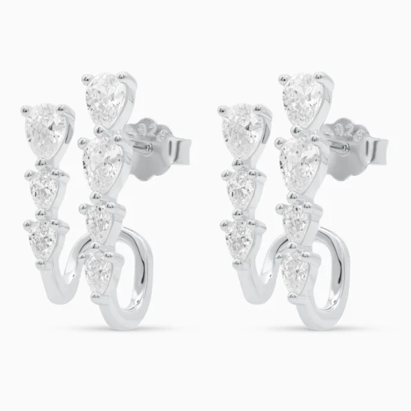 Cercei argint pietre cubic zirconia Double Eternity