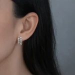 Cercei argint pietre cubic zirconia Double Eternity