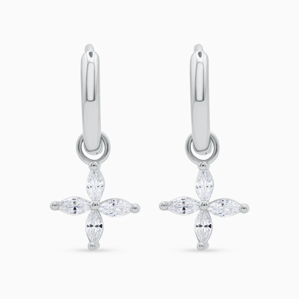 Cercei argint pietre cubic zirconia Sparkly Flower