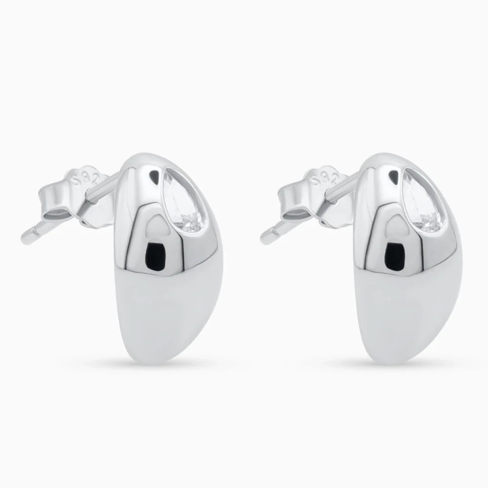 Cercei argint pietre cubic zirconia pure drop vedere laterala