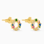 Cercei argint placat aur pietre multicolore Harmony Colors