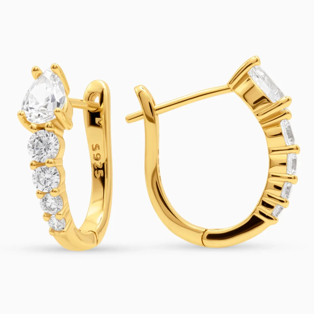 Cercei argint placati aur cubic zirconia iris vedere laterala