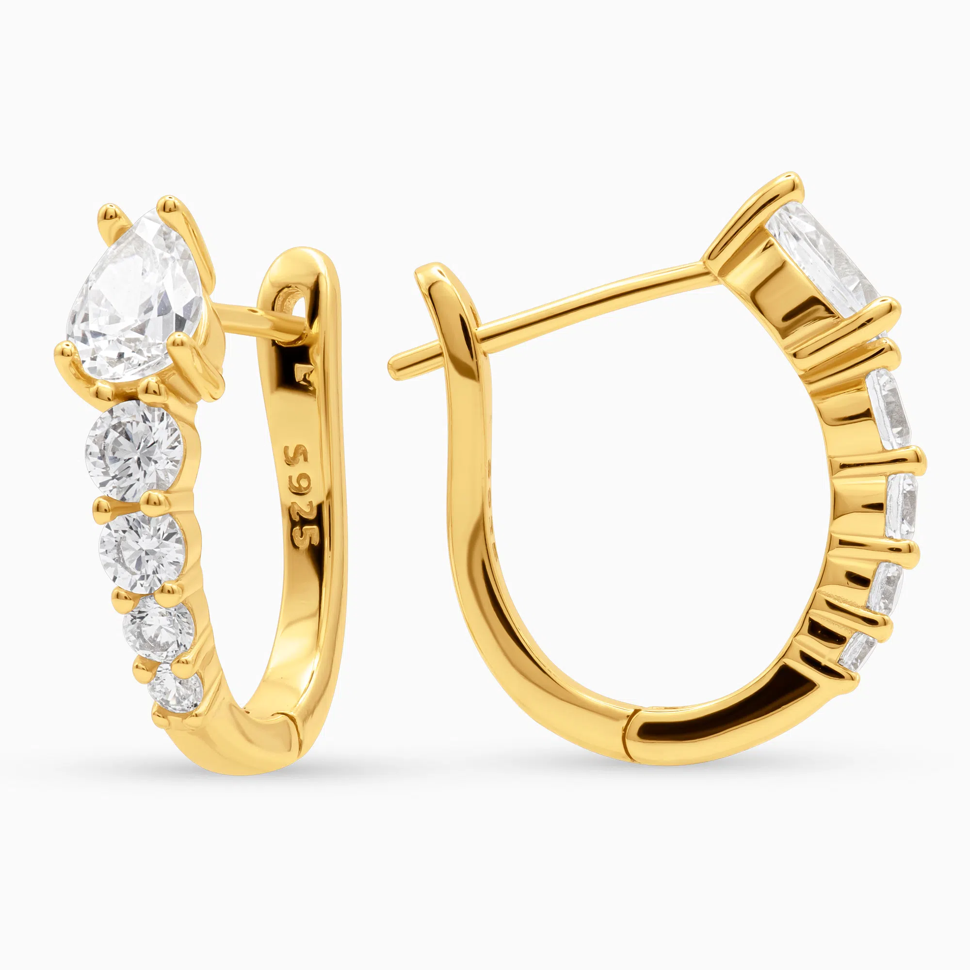 Cercei argint placati aur cubic zirconia iris vedere laterala Cercei argint placati aur cubic zirconia iris vedere laterala
