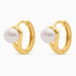 Cercei argint placati aur perla apa dulce golden drop