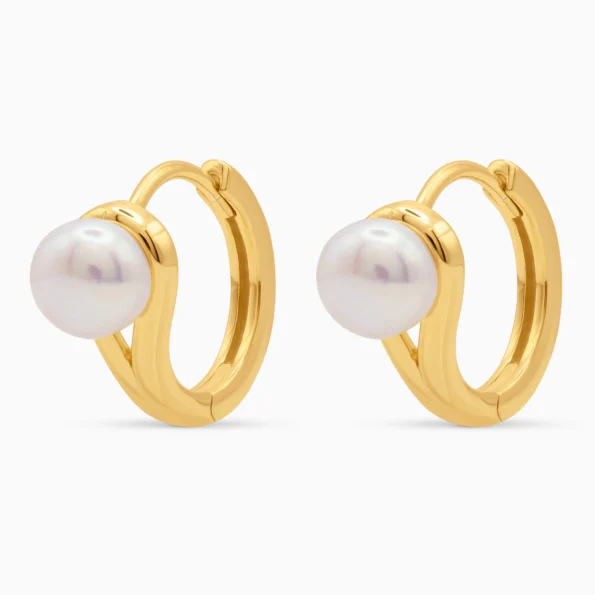 Cercei argint placati aur perla apa dulce golden drop
