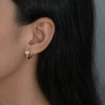 Cercei argint placati aur perla apa dulce golden drop