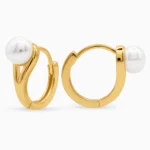 Cercei argint placati aur perla apa dulce golden drop