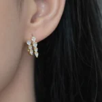 Cercei argint placati aur pietre cubic zirconia Double Eternity