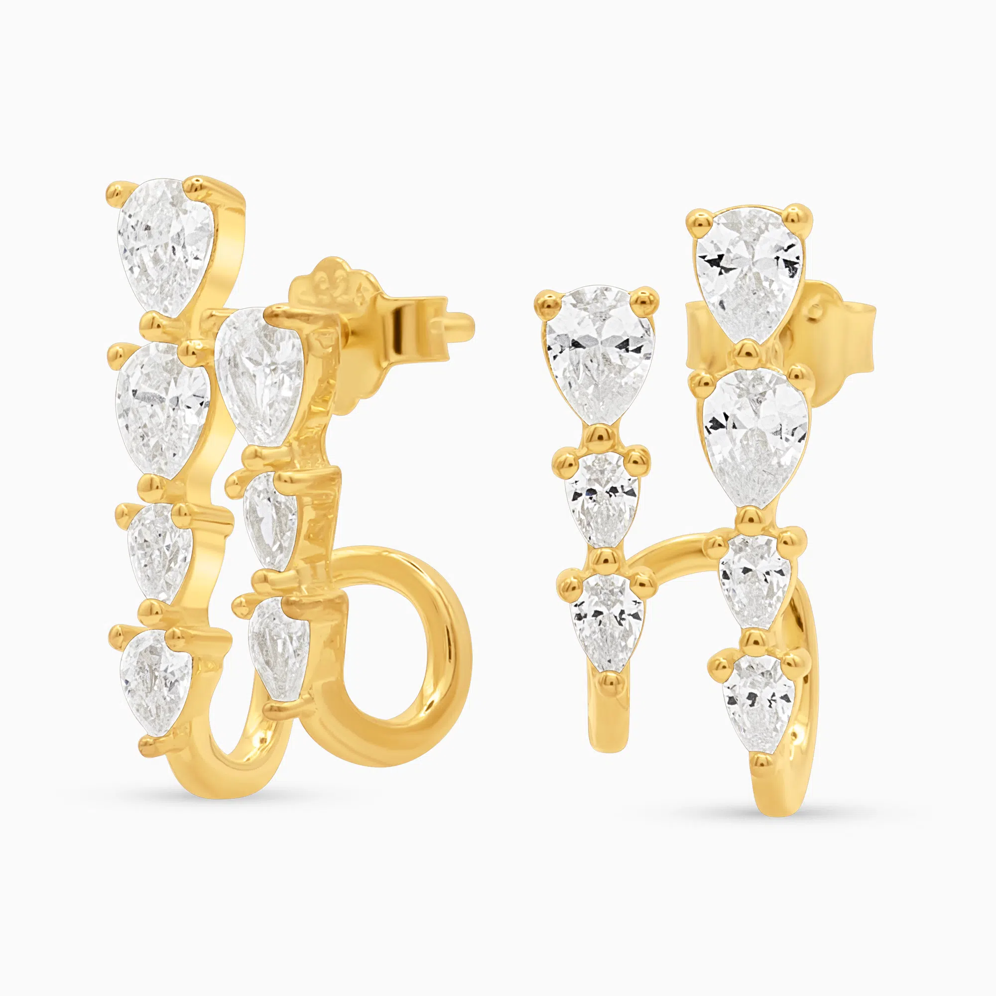 Cercei argint placati aur pietre cubic zirconia Double Eternity vedere laterala Cercei argint placati aur pietre cubic zirconia Double Eternity vedere laterala