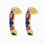 Cercei argint placati aur pietre zirconia colorate celeste colors