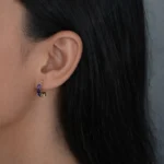Cercei argint placati aur pietre zirconia colorate celeste colors