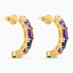 Cercei argint placati aur pietre zirconia colorate celeste colors