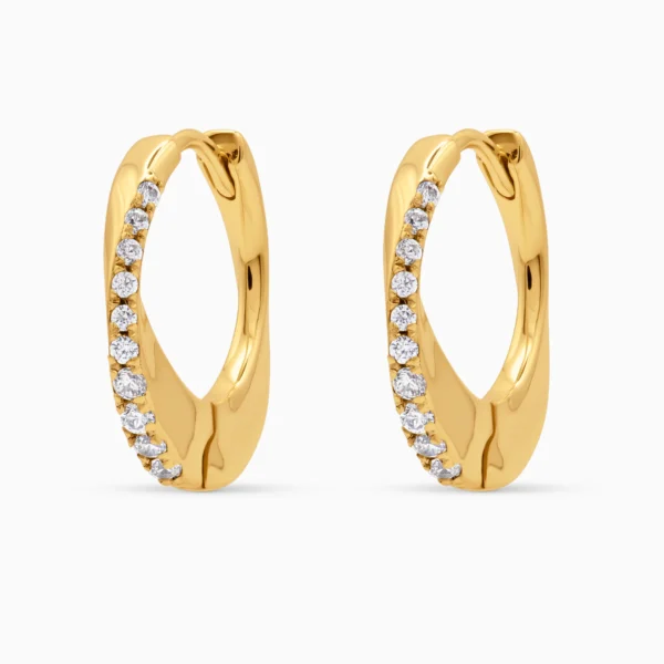 Cercei argint placati aur pietre zirconia golden spark