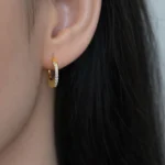 Cercei argint placati aur pietre zirconia golden spark