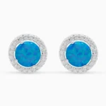 Cercei rotunzi argint opal albastru blue opal glow