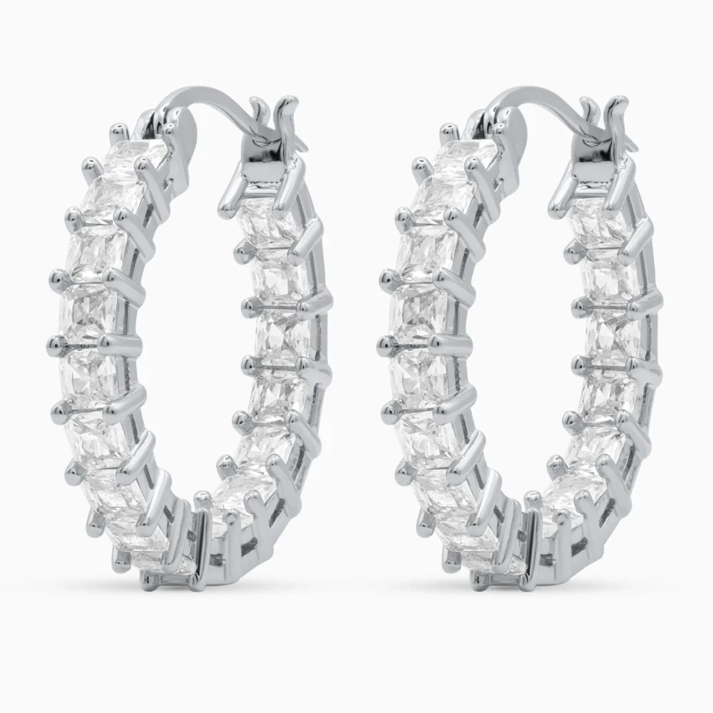 Cercei rotunzi argint pietre zirconia Regalia Glow