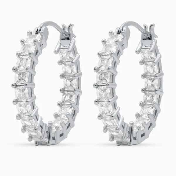 Cercei rotunzi din argint cu pietre cubic zirconia - Regalia Glow
