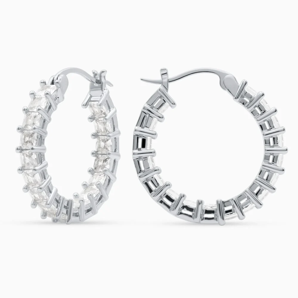 Cercei rotunzi argint pietre zirconia Regalia Glow vedere laterala