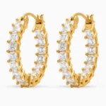 Cercei rotunzi argint placat aur pietre zirconia Regalia Glow