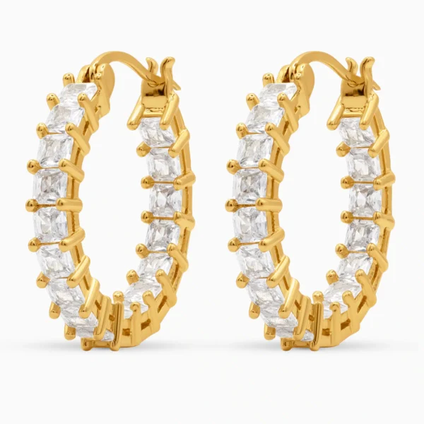 Cercei rotunzi argint placat aur pietre zirconia Regalia Glow