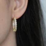 Cercei rotunzi argint placat aur pietre zirconia Regalia Glow