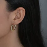 Cercei rotunzi argint placat aur pietre zirconia Regalia Glow