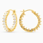 Cercei rotunzi argint placat aur pietre zirconia Regalia Glow