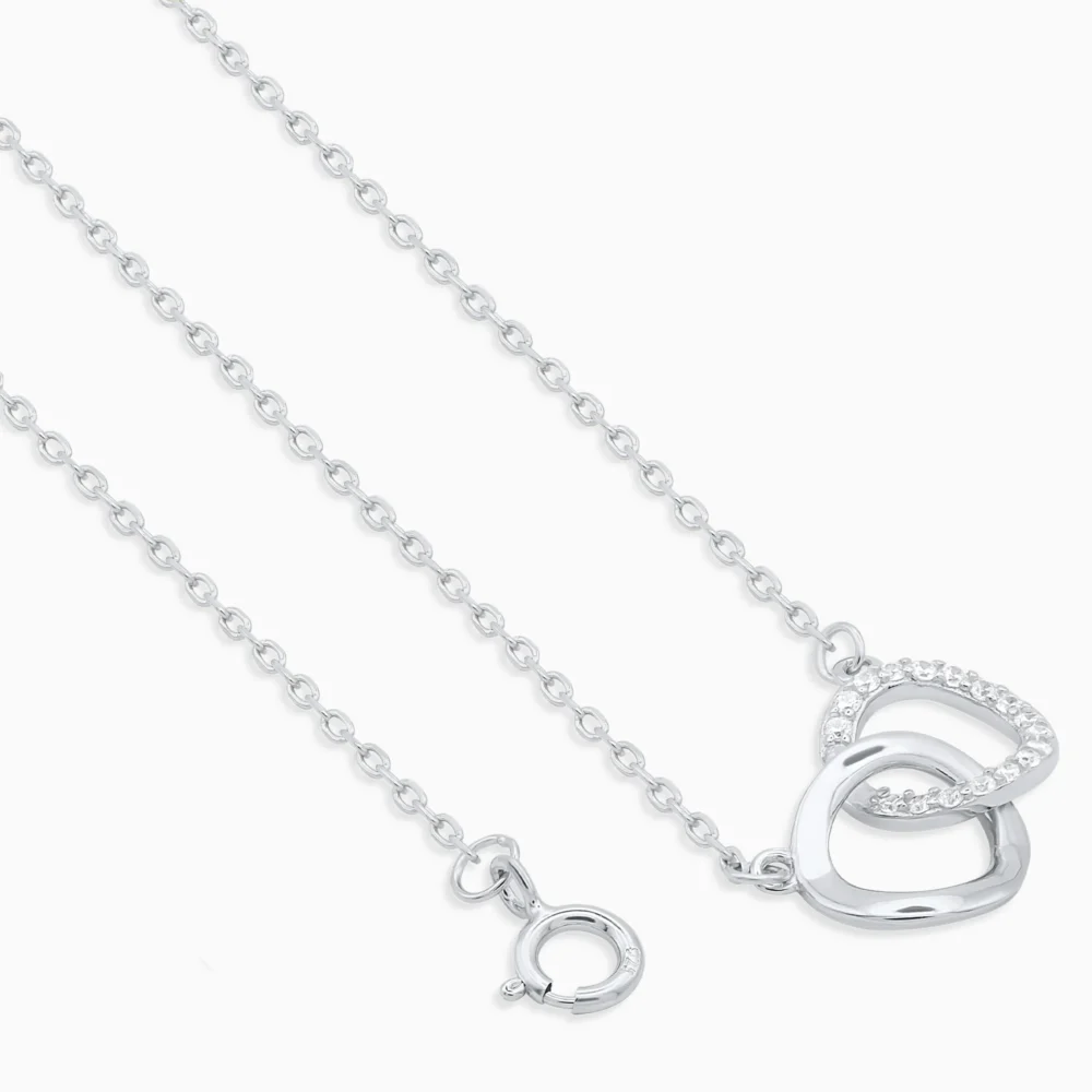 Colier argint cercuri interconectate zirconia connected circles detaliu inchidere