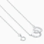 Colier argint cercuri interconectate zirconia connected circles vedere frontala
