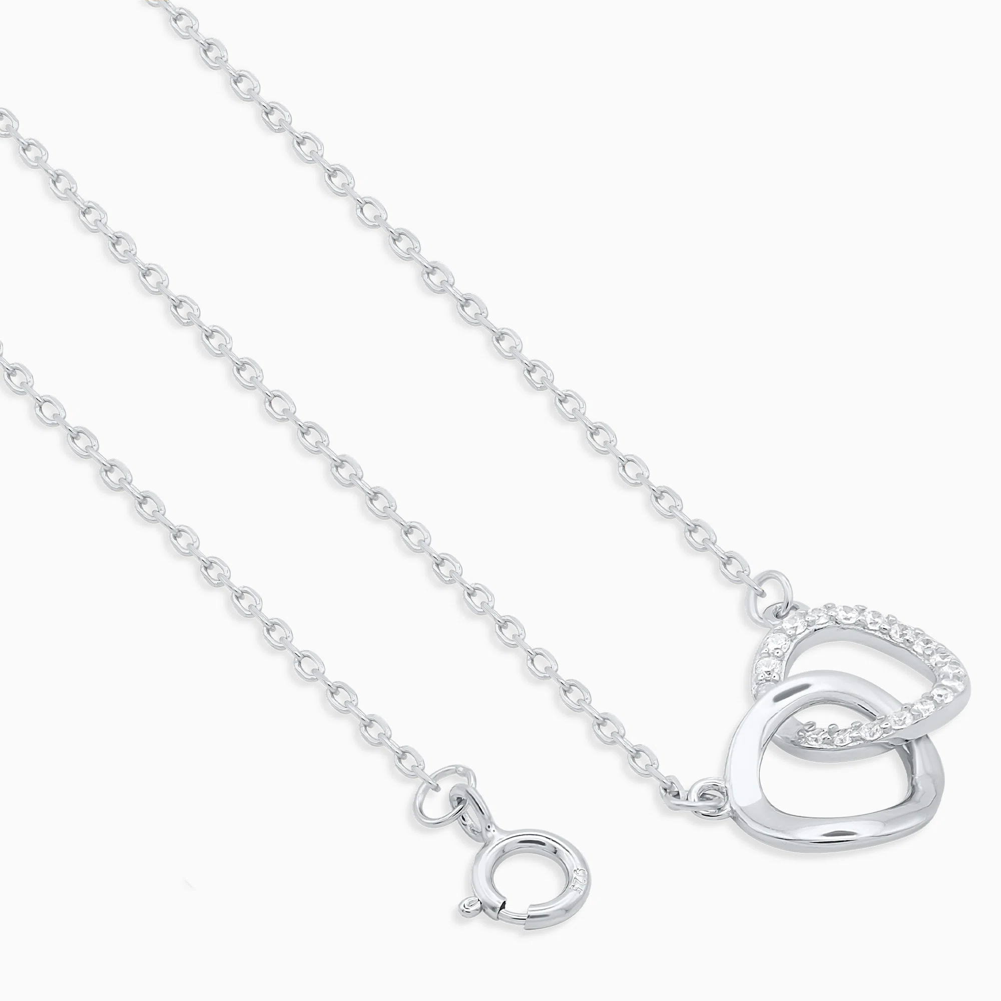 Colier argint cercuri interconectate zirconia connected circles detaliu inchidere Colier argint cercuri interconectate zirconia connected circles detaliu inchidere