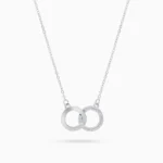 Colier argint cercuri interconectate zirconia connected circles vedere frontala