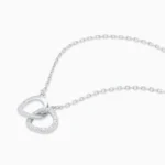 Colier argint cercuri interconectate zirconia connected circles vedere frontala