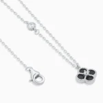 Colier argint cubic zirconia Lucky Four Leaf vedere frontala