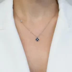 Colier argint cubic zirconia Lucky Four Leaf vedere frontala