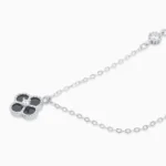 Colier argint cubic zirconia Lucky Four Leaf vedere frontala