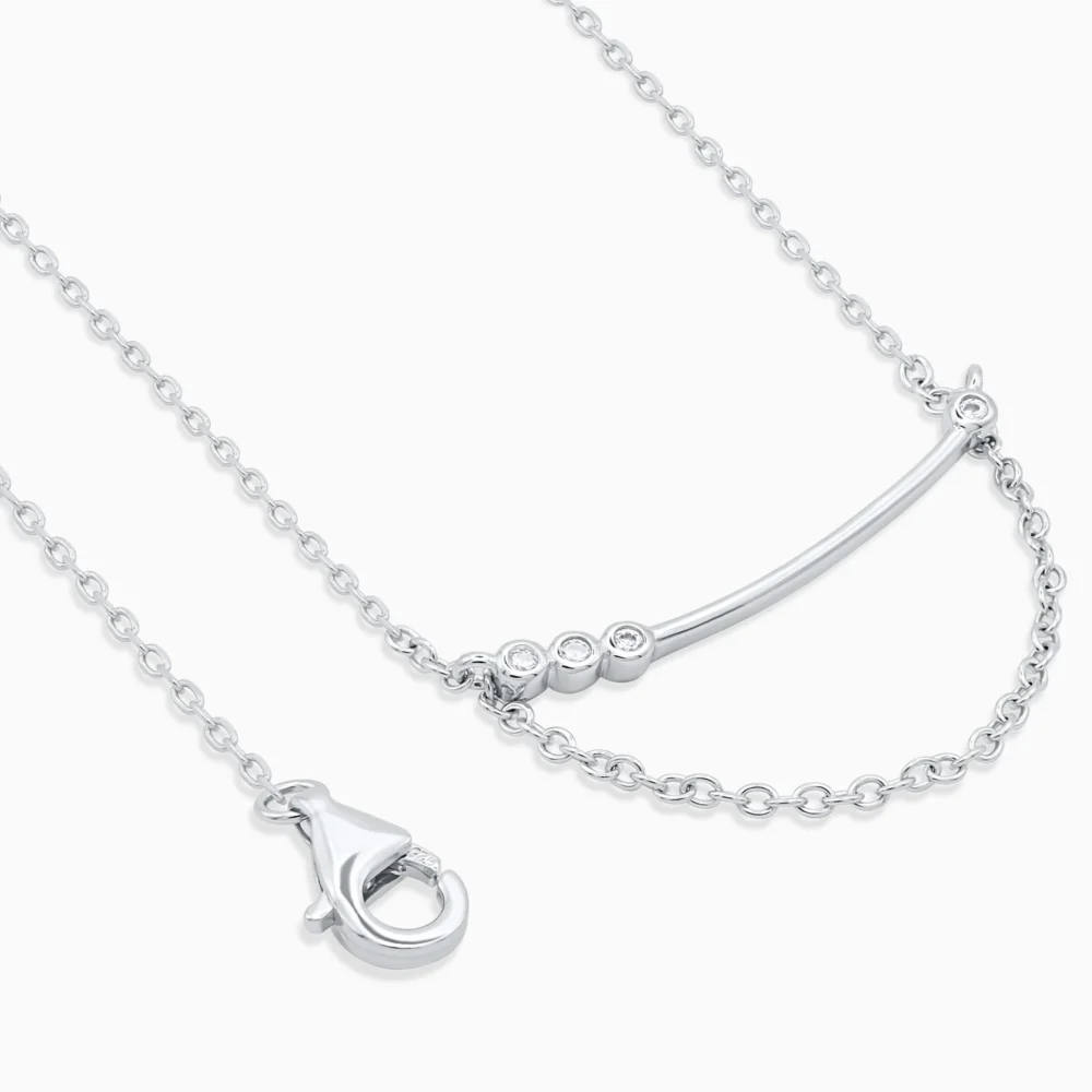 Colier argint cubic zirconia harmony line detaliu inchidere