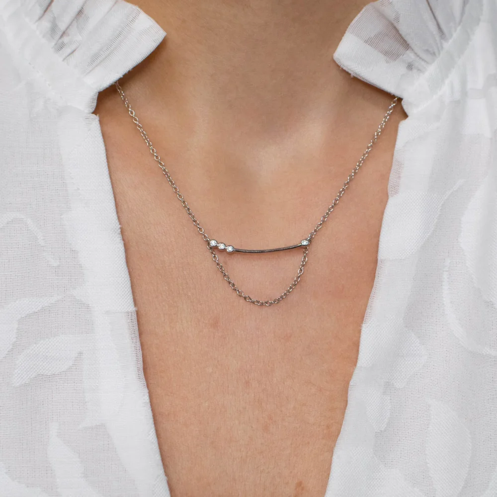 Colier argint cubic zirconia harmony line purtat model
