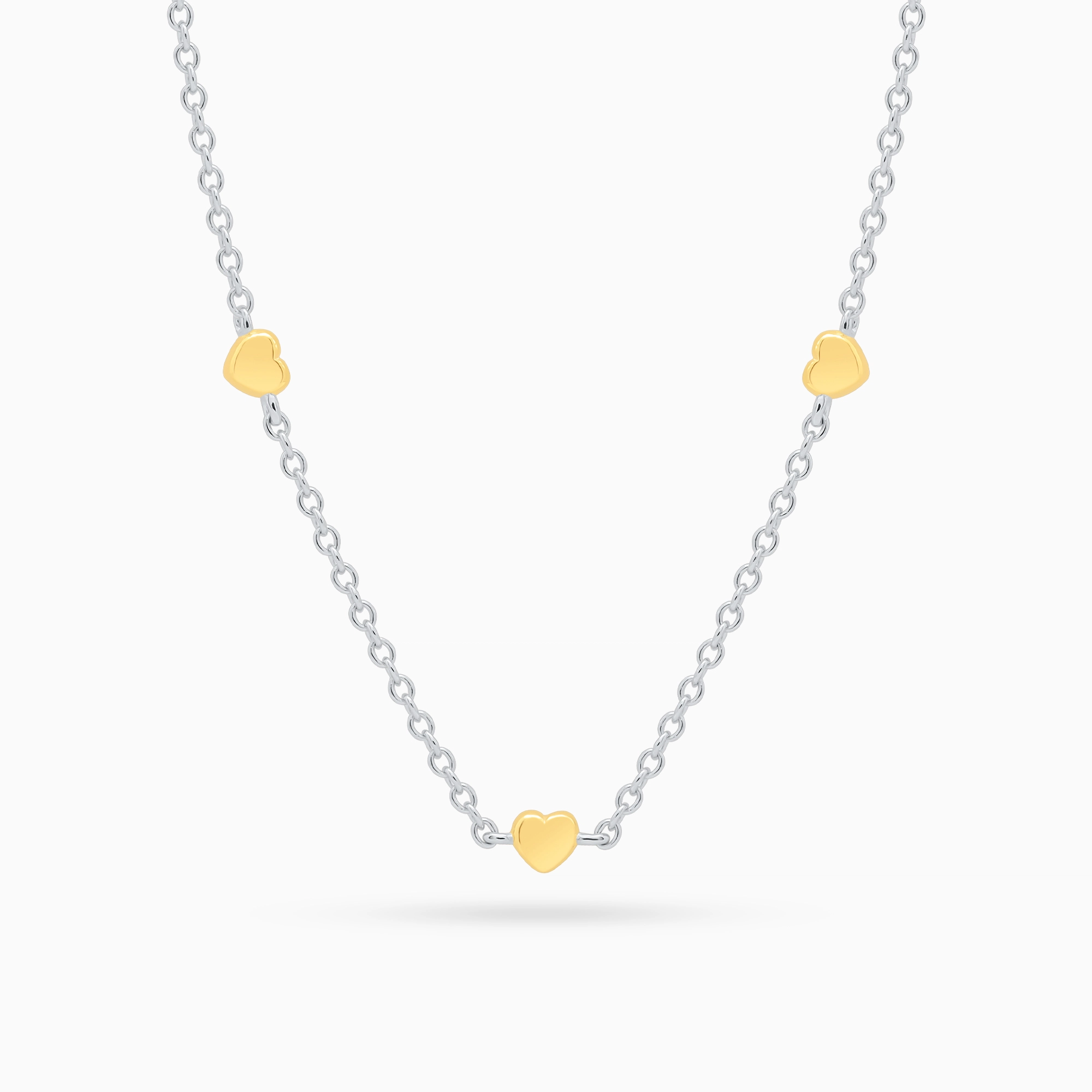 Colier argint inimioare placate aur golden hearts vedere frontala Colier argint inimioare placate aur golden hearts vedere frontala