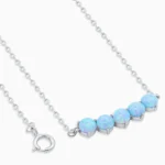 Colier argint opal albastru ocean glow vedere frontala