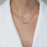Colier argint opal albastru ocean glow vedere frontala